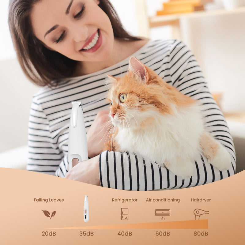 Saffory Paw Trimmer, Electric Dog Trimmer for Dogs Paw Hair Trimmer, Pet Paws Trimmer with Led Light, Rechargeable Low Noise Pet Trimmer Hair Clipper White - PawsPlanet Australia