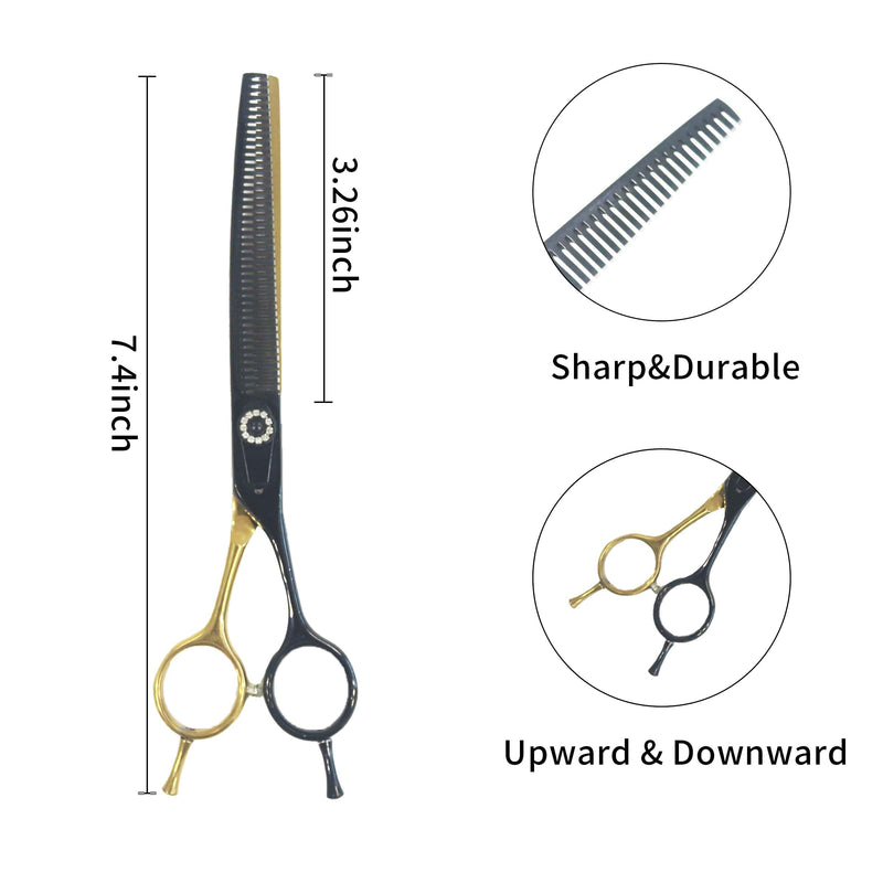 7" Curved Thinner Dog Scissor, Curved Fluffer Scissors, 43 Teeth, 50% Thinning Rate, Professional Pet Shear for Groomer, Ergonomic Dog Grooming Scissor, Dogs Shear for Grooming to remove bulk quickly - PawsPlanet Australia