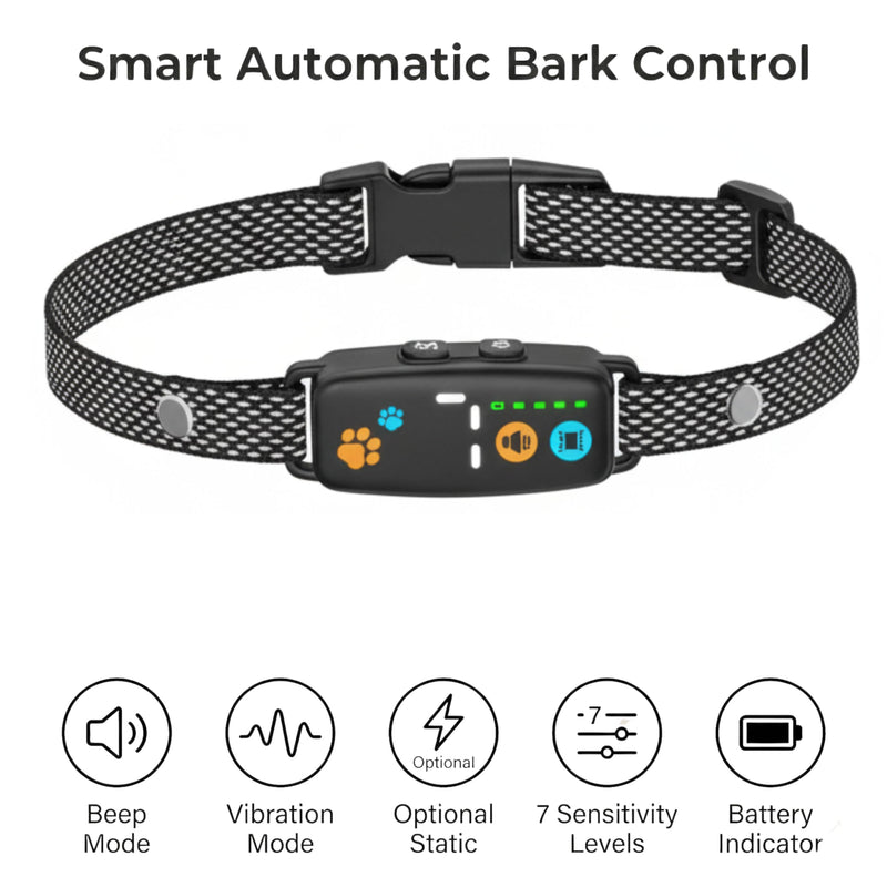 Smart Dog Bark Collar for Small & Medium Dogs (8–50 lbs) – Automatic Bark Control with Beep & Vibration, 7 Sensitivity Levels, Rechargeable & Waterproof, Adjustable Fit