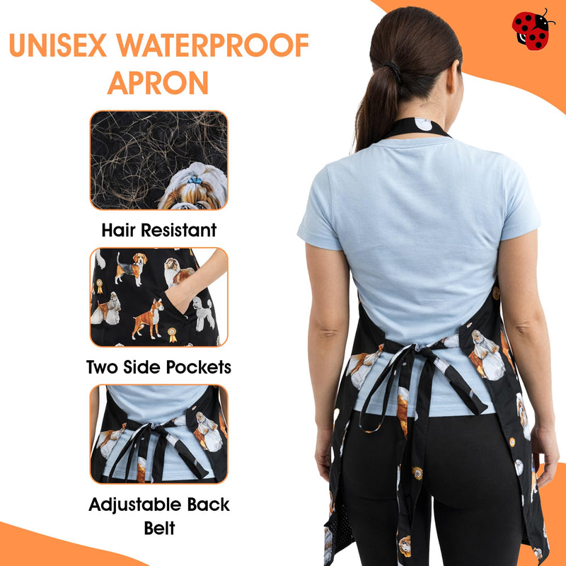 Ladybird Line 655 Unisex Dog Groups Waterproof Apron, Hair Bleach Resistant, Adjustable Neck Band, Breathable Mesh Lining - PawsPlanet Australia