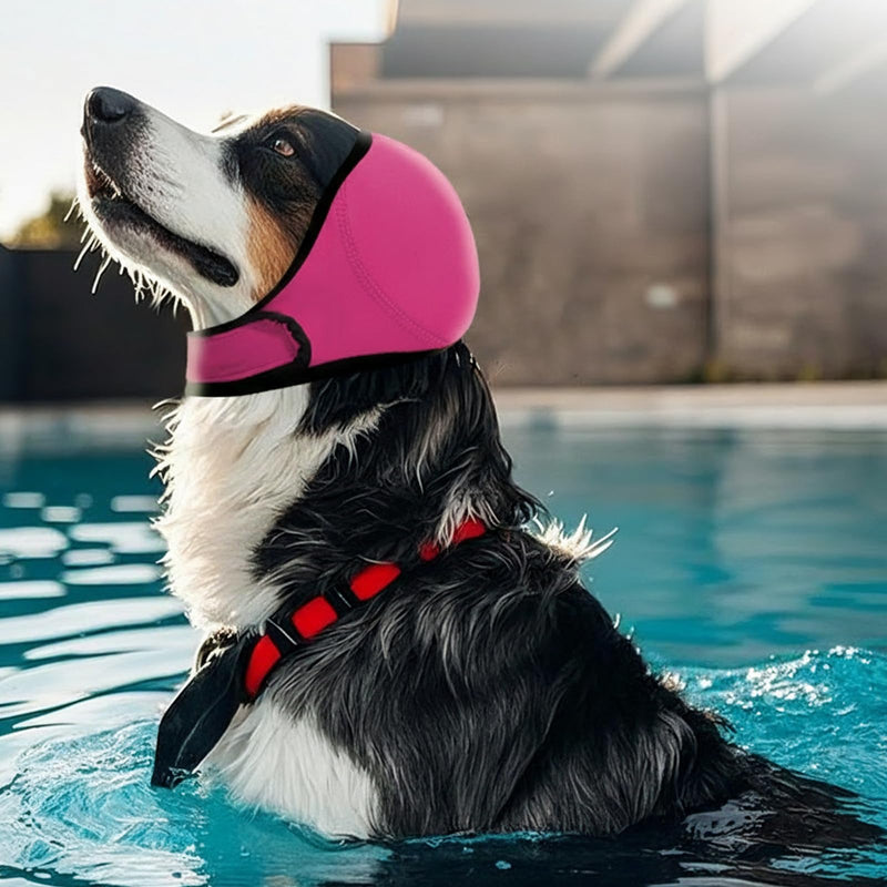 Dog Ear Protectors Small Rose Pink Waterproof Dog Ear Muffs Adjustable Dog Snood Ear Protector For Bath Grooming And Noise Situations