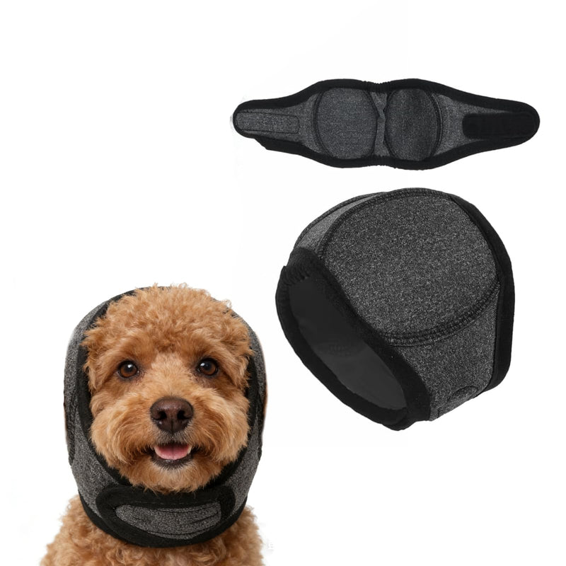 1Pcs Dog Ear Defenders - Dog Snood Swim Ear Protectors,Waterproof & Comfort Dogs Noise Cancelling Ear Muff Adjustable Pet Snood Ear Covers for Anxiety Relief,Swimming,Grooming (Gray, M, 14-19inch)