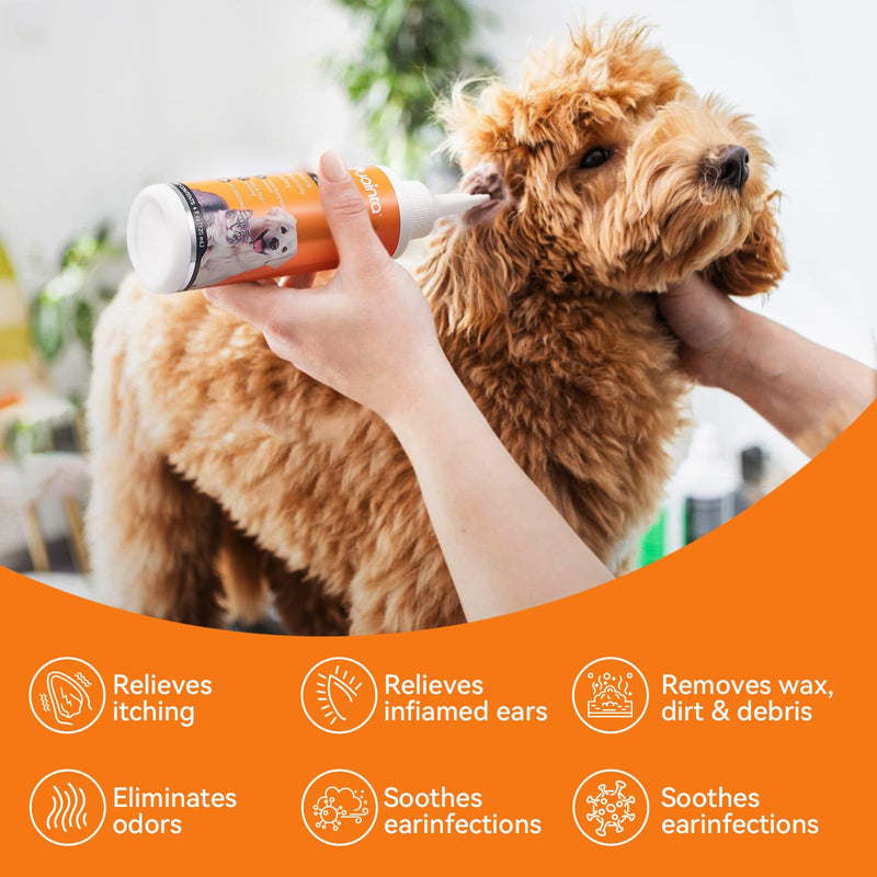 Ear Cleaner for Dog & Cats, Dog Ear Drop and Infection Treatment, Dog Ear Cleaning Solution- Cleaning,Soothing and Deodorizing Itchy Ears 4oz 4 oz - PawsPlanet Australia