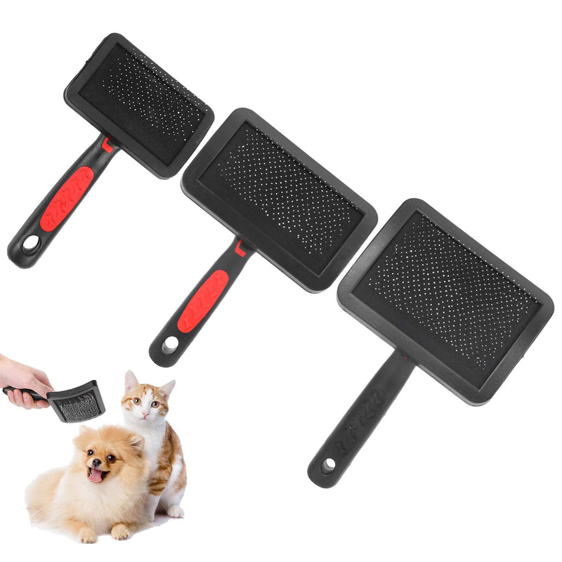 3 Pcs Cat Slicker Brush, Portable Cat Dog Slicker Brush Pet Cat Grooming Brush Massage Comb Set Accessory Easy to Use for Long Short Haired Dogs Cats - PawsPlanet Australia