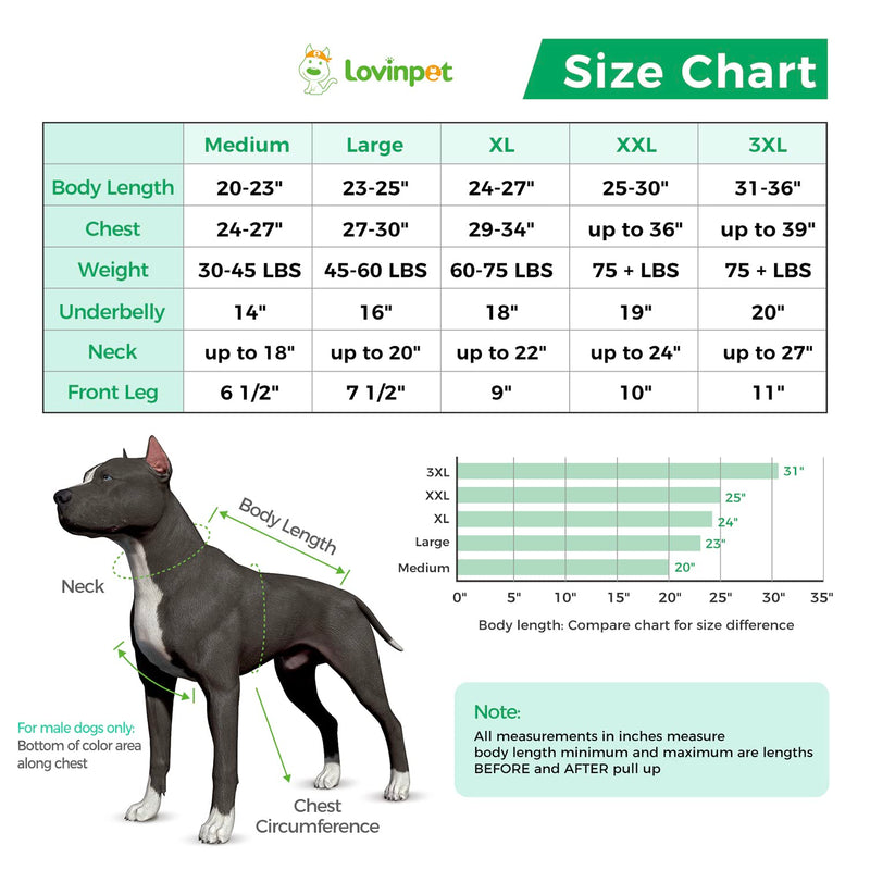 LovinPet Dog Recovery Suit for Large Medium Dogs - Wound Protective Surgical E-Collar Alternative Recovery Snugly Suit for Abdominal Wounds After Surgery Dog Onesies Cut-Out Design of Abdomen,XXL XXL Green collar/Green - PawsPlanet Australia