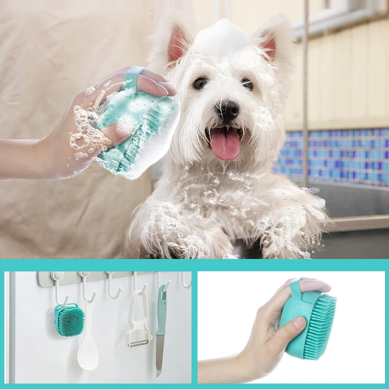 Pet Dog Bath Brush Gentle Soap Dispenser Massaging Bath Grooming Soft Silicone(Blue) - PawsPlanet Australia