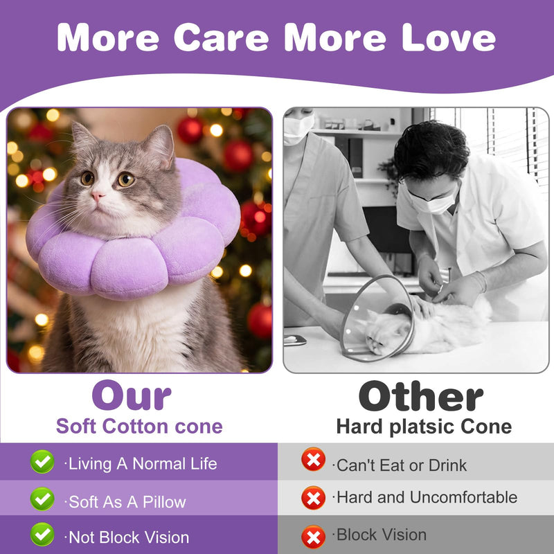 Soft Cat Recovery Cone Collar Adjustable Lightweight Kitten E-Collar Comfortable Neck Cats Recovery Collars Protective Dog Cat Cones for Kittens Small Dogs Stop Licking Wounds After Surgery