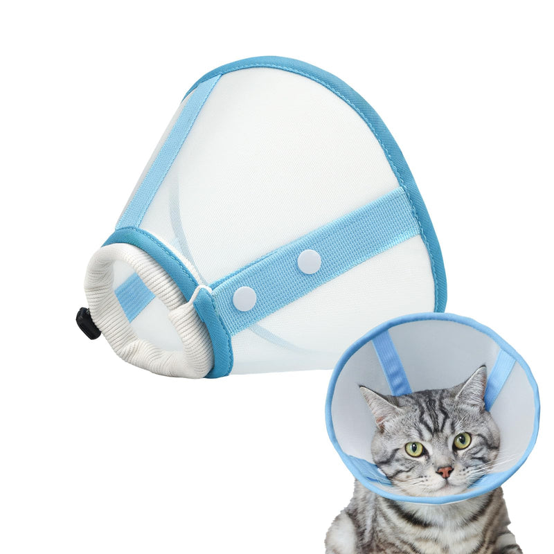Cat Cone Collar Soft, Lightweight Mesh Recovery E Collar to Stop Licking, Breathable Cone for Cats & Small Dogs Surgery/Grooming Use, Blue M Blue-Medium