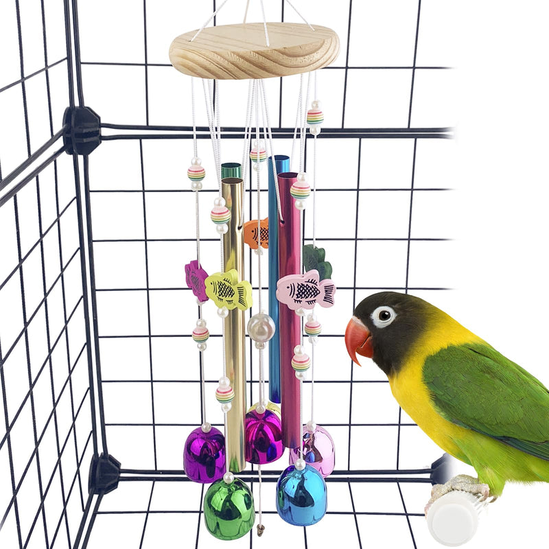 Bird Chewing Toys, Conure Wind Chimes Chewing Toy with Colorful Stick, Bird Parrot Cage Hanging Bells Toys for Conure, Budgie, Parakeet, Caique, Cockatiel, Lovebird, Finch