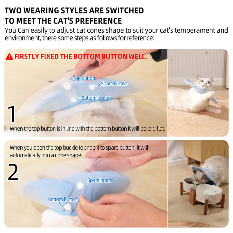 Dual Layer Cat Cone, Dual-Purpose Model Lightweight All-Around Protective Neck After Surgery E Collar to Wound (Blue S (4.7inch- 9.8inch)) Blue S (4.7inch- 9.8inch)