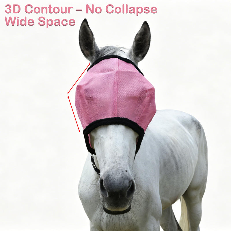 LEAFOREST Horse Fly Mask UV Protection Mesh All Round Without Ears for Donkey Equine Horses Pink Full