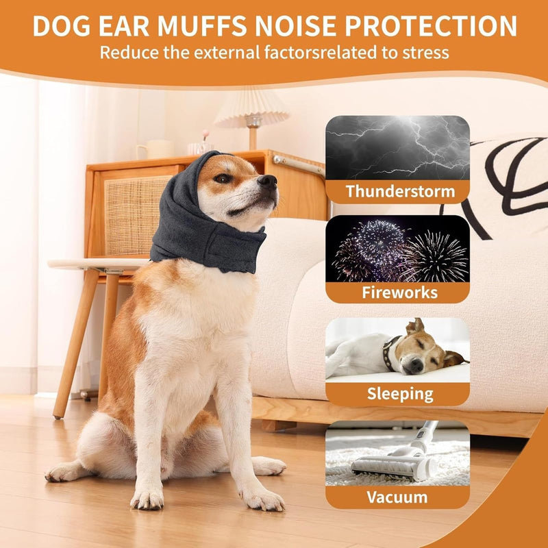 Ear Protection for Dogs - Dark Grey M, Soft Neck and Ear Protection with Noise Reduction, Waterproof Pet Accessory for Soothing Stress Situations