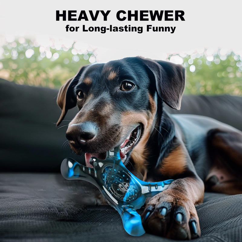 Tough Dog Chew Toys for Aggressive Chewers - Use of Durable Nylon with Natural Bacon Flavor, Interactive Dog Bone Chew Toys for Large Dogs to Keep Them Busy, Clean Teeth, Relief Bredom Stress Blue-black - PawsPlanet Australia
