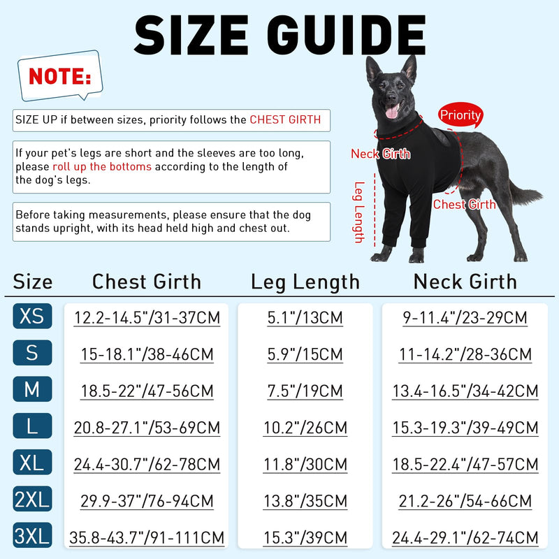 ROZKITCH Dog Surgery Recovery Sleeve Front Legs, Pet Anti Licking Wound Elbow Brace Elbow Protector, Dog Recovery Suit Cone Collar Alternative for Joint Care ACL CCL Arthritis Sprain Black 2XL 2XL(Chest Girth:29.9"-37") - PawsPlanet Australia