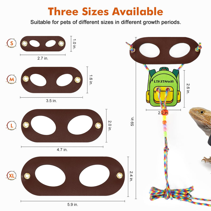 LIKZINWA Bearded Dragon Lizard Leash Harness,4 Size Pack Adjustable Small Animal Harness for Reptile and Small pet (Schoolbag) Schoolbag - PawsPlanet Australia
