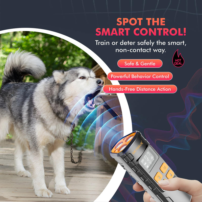 DEVOGUE® Dog Bark Deterrent Devices with 4 Training Modes – Rechargeable Anti Barking Device for Dogs, Ultrasonic Dog Bark Deterrent Devices with 12–15m Range (Three Head)