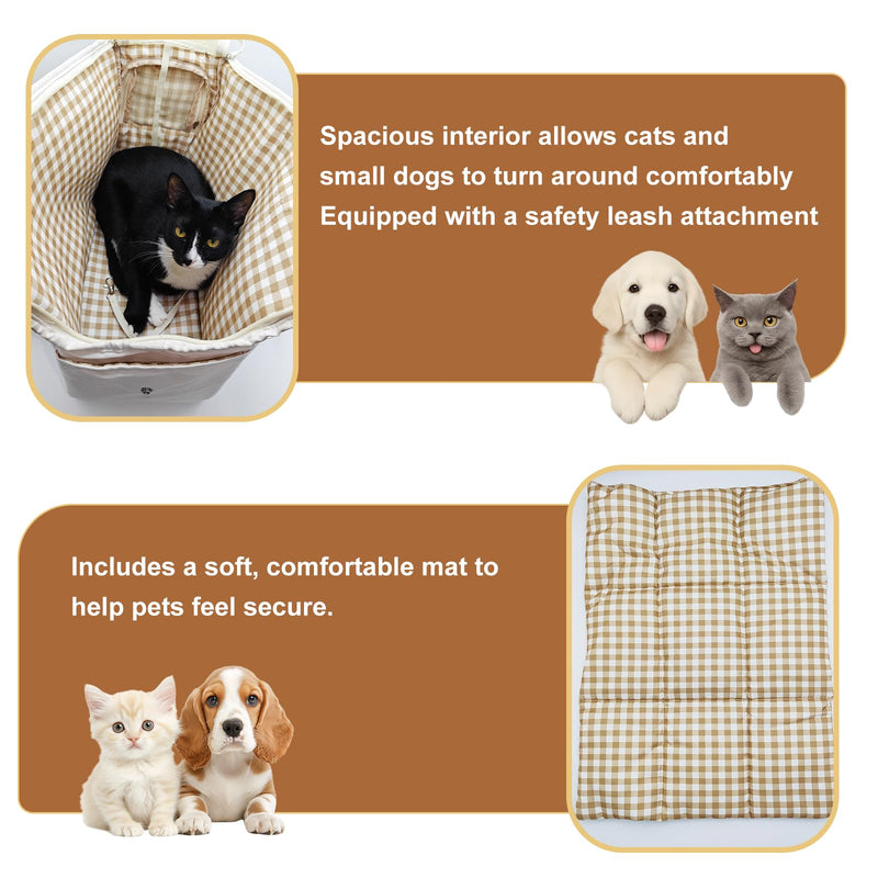 Dog Purse Carrier for Small Dogs Cats Puppies 17 lb Max, Breathable Mesh & Comfortable Strap, Dog Purse Carrier with 6 Pockets & Safety Leash Clip (Cream Color) - PawsPlanet Australia