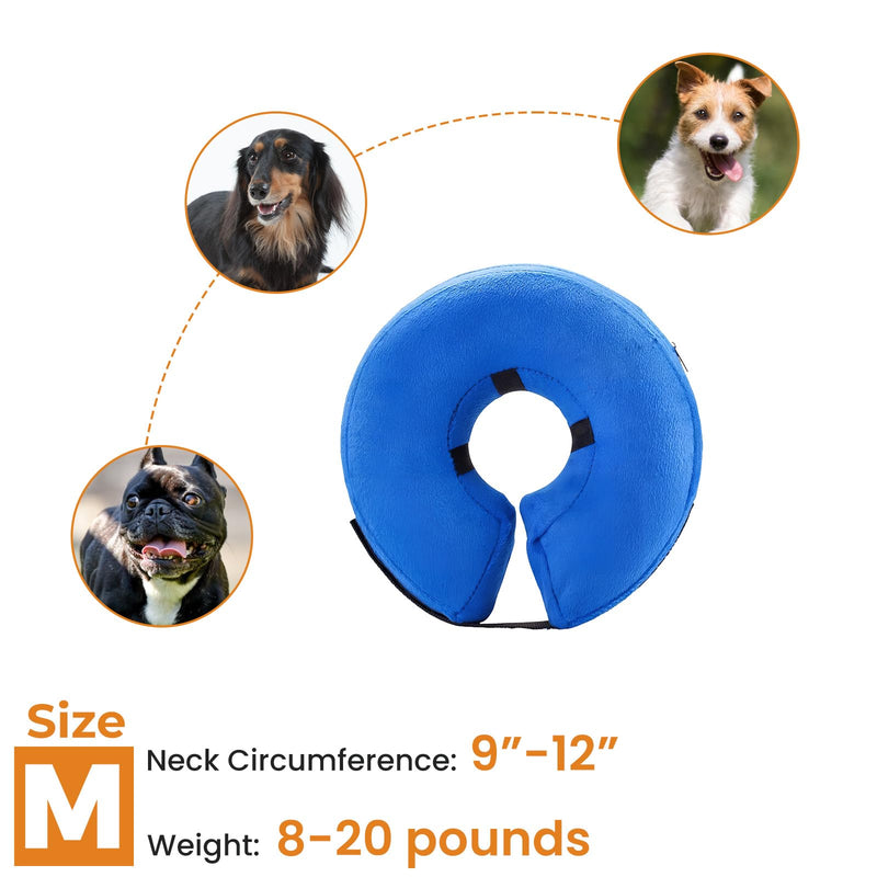 Inflatable Dog Cone for Medium Dog Designed for Comfortable Post-Surgical Recovery Ultra-Soft Comfort Unblocked View No Disruption to Dog's Daily Life Medium[Neck:9"-12"] Blue - PawsPlanet Australia