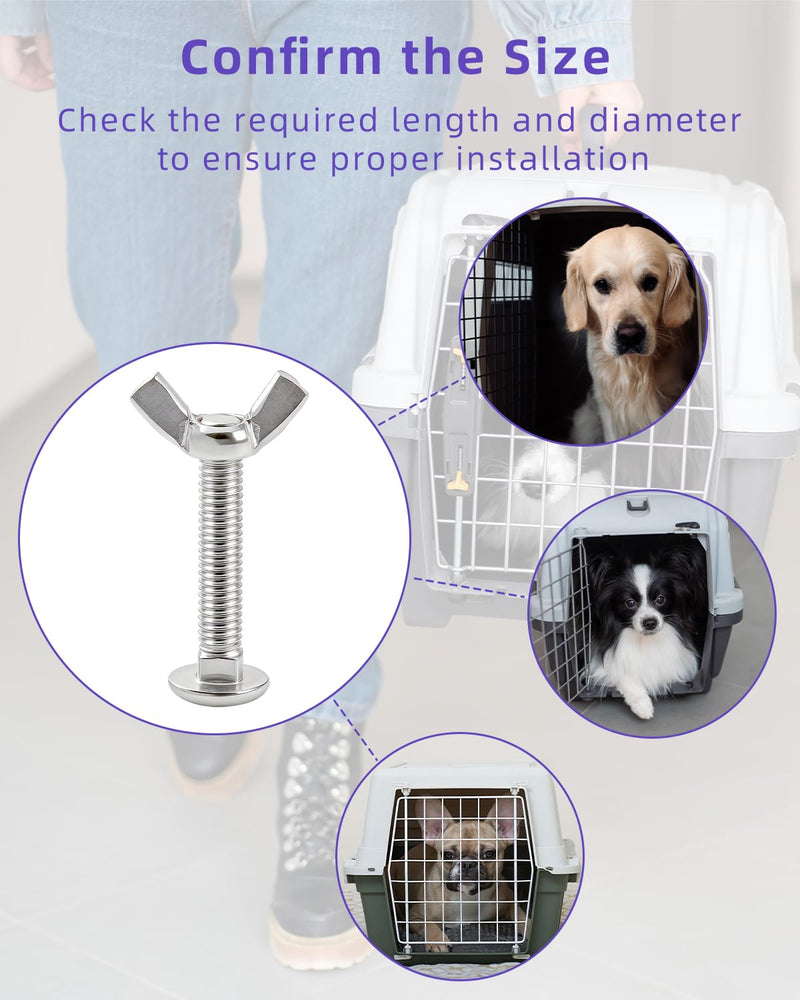 22 Sets M6 Pet Carrier Fasteners, Bolts with Butterfly Nuts for Kennels and Travel Crates, Replacement Hardware Kit for Dog and Cat Cages - PawsPlanet Australia
