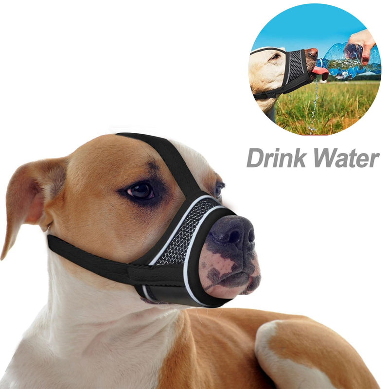 Black Dog Muzzle, Breathable Comfortable Mesh Muzzle for Dogs, Dog Training Muzzle, Anti-Biting, Anti-Barking, Anti-Chewing, Adjustable with Reflective Strap XL - PawsPlanet Australia