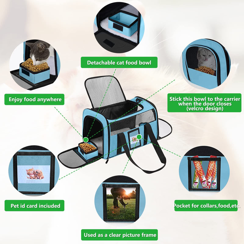 Extra Large Pet Carrier 20 lbs+, Soft Sided Cat Carriers for Large Cats Under 25 lbs, Folding Big Dog Carrier 20"x13"x13", Cat Carrier for 2 Cats Travel Carrier -Large- Blue Blue-20"x13"x13" (Oversize) - PawsPlanet Australia