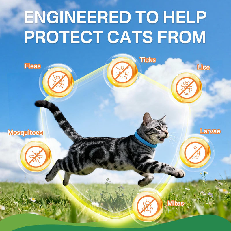 Puyrzoe Flea Collar for Cats 4 Pack, Natural Cat Flea and Tick Prevention Collar, 32-Month Full Protection, Adjustable Cat Flea and Tick for Kittens and Cats, Waterproof, 2 Pink & 2 Blue