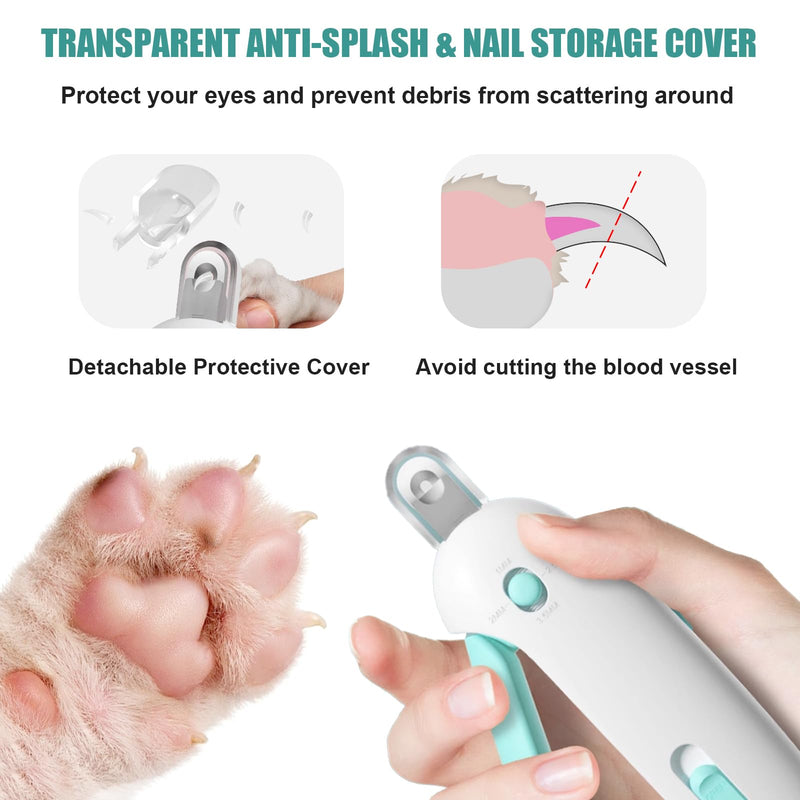 Cat Nail Clipper with Adjustable Aperture, Dog Nail Trimmer with Nail File for Puppies, Safe Pet Claw Clipper Grooming Tool to Avoid Over Cutting, Professional Pet Nail Cutter for Beginners (Blue) Blue - PawsPlanet Australia