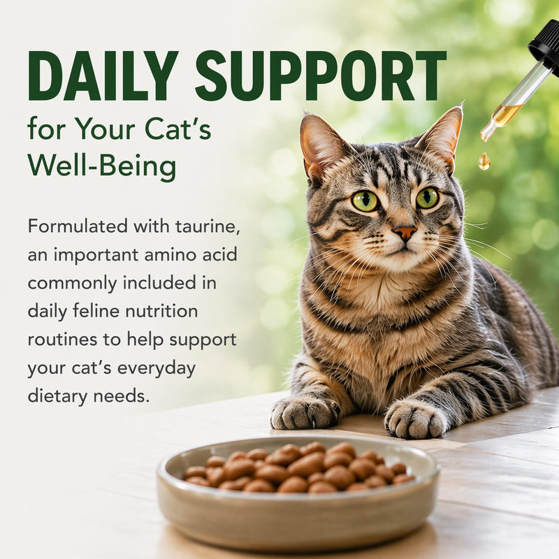 Feline Vitals Taurine Drops for Cats, Daily Nutrition, 1 Fl Oz | Essential Amino Acid Support for Daily Feline Nutrition, Easy-to-Use Liquid Formula