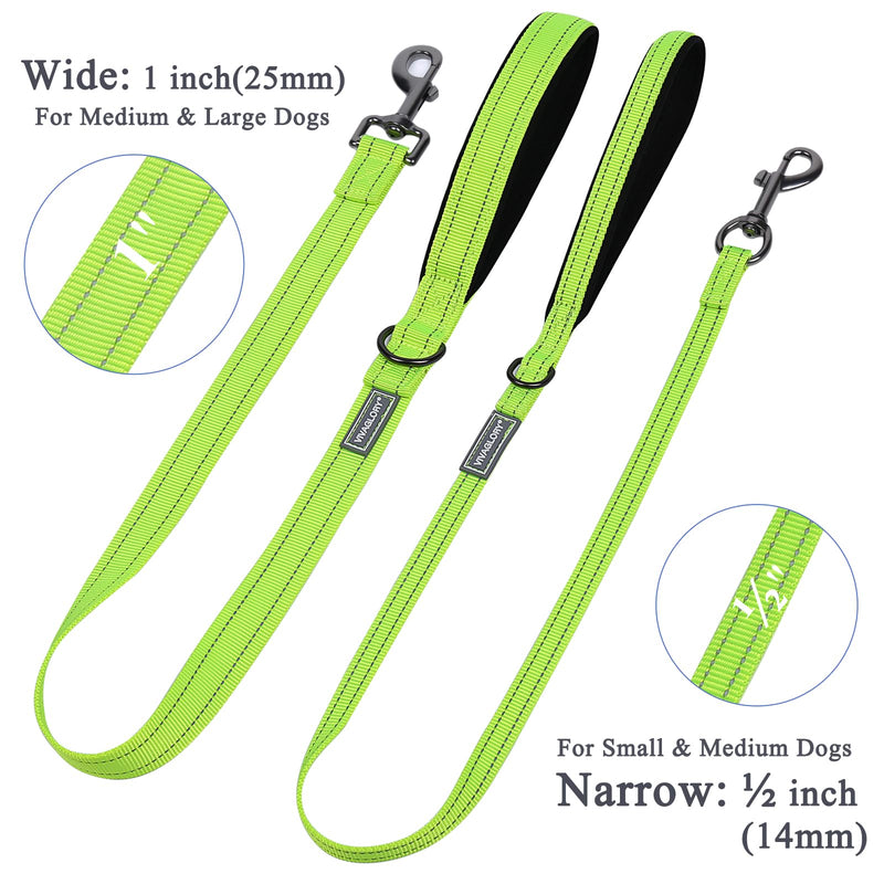 VIVAGLORY Dog Leash Dailyx Pet Leash with Soft Padded Handle for Training & Walking, Heavy Duty & Double Layer Nylon for Pet Puppy, 3ft x 1in, Bright Yellow Leash (3 ft. x 1 in.) - PawsPlanet Australia