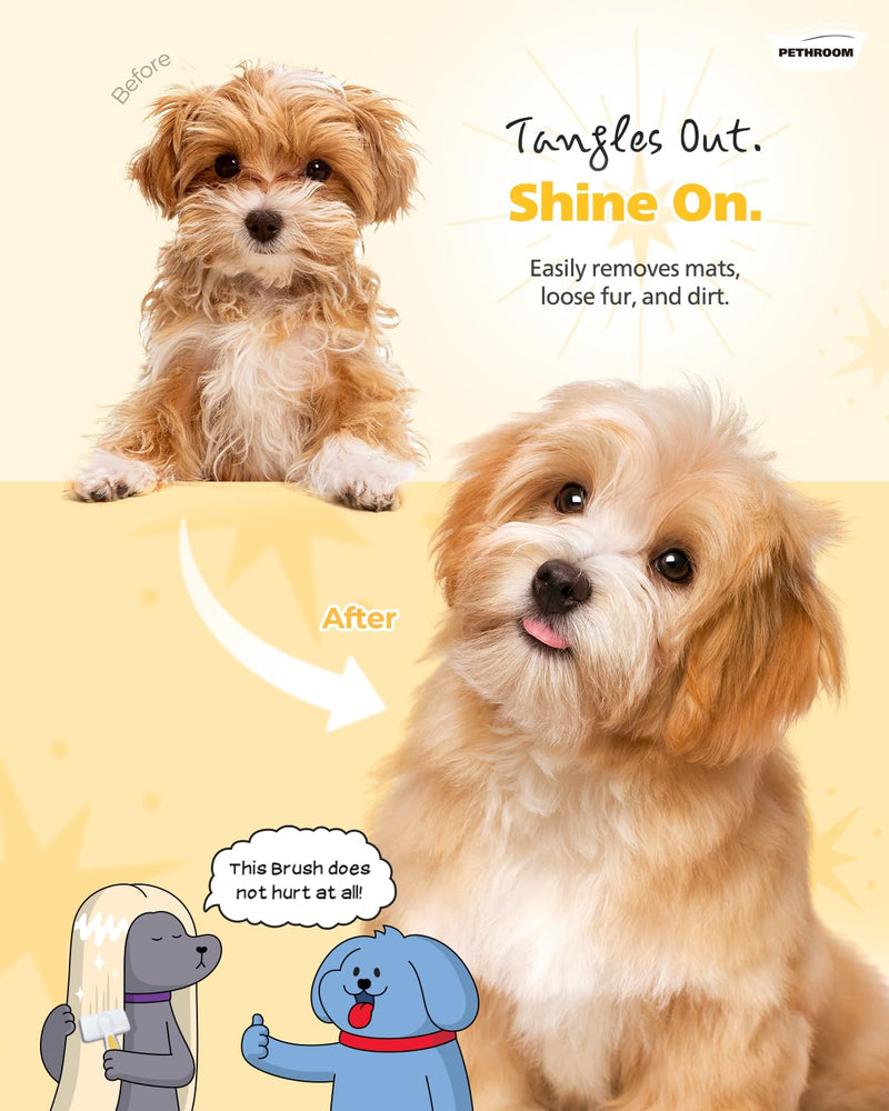 PETHROOM Self-Cleaning Slicker Brush for Dogs & Cats – Gentle Grooming & Deshedding Tool, Removes Mats & Tangles, Skin-Friendly Coated Tips, One-Touch Hair Removal Button - PawsPlanet Australia