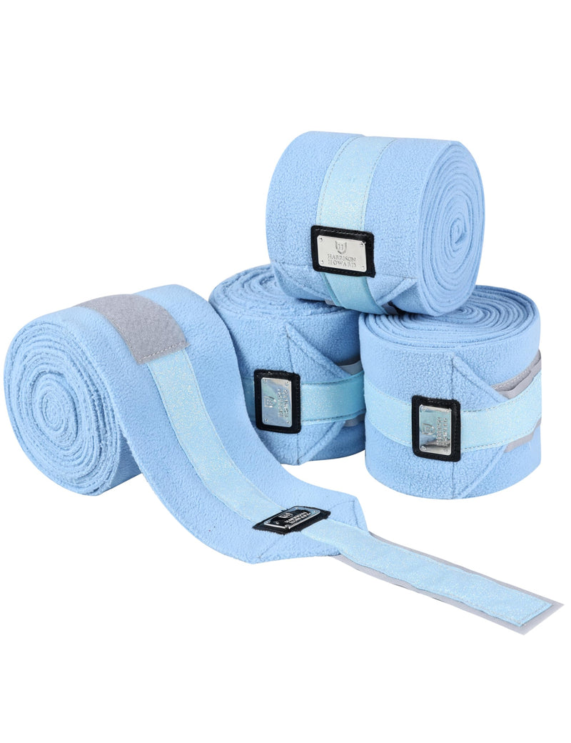 Harrison Howard Horse Polo Wraps Upgrade with Bling Leg Wraps for Horses 4-Pack Fleece Leg Wraps Stable Supplies Ice Blue M