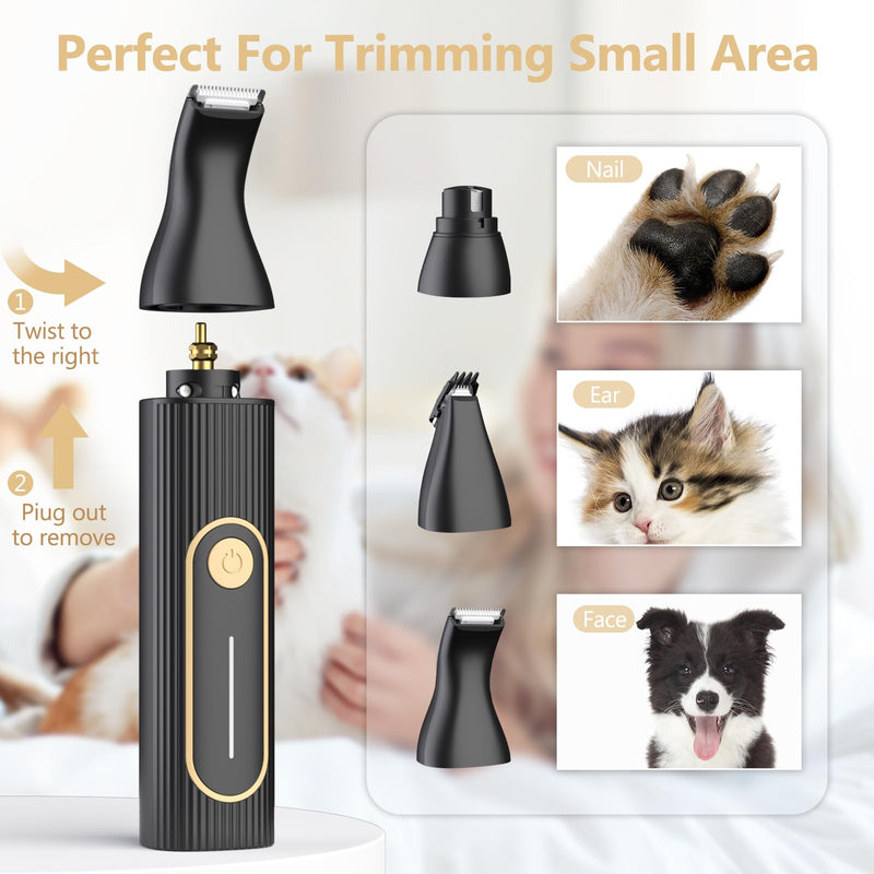 Dog Clippers for Grooming for Heavy Thick Hair&Coats,Low Noise Hair Trimmer,Rechargeable Cordless Pet Shaver, Dog Grooming Kit with Paw Trimmer Nail Grinder for Small Large Dogs Gold & Black - PawsPlanet Australia