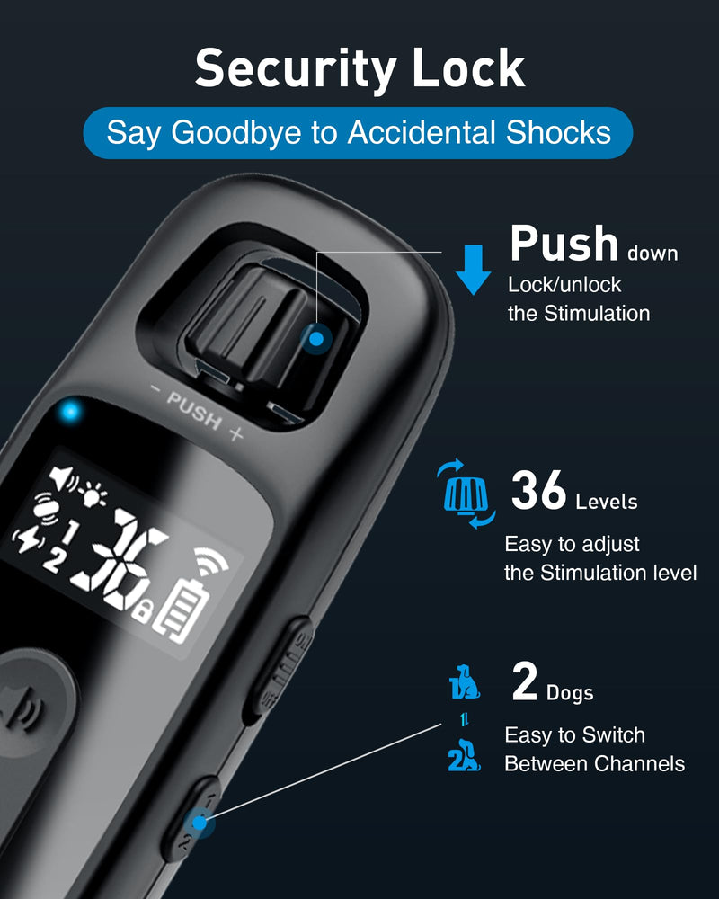 ABBIDOT Shock Collar for Dogs, 3300 FT Dog Training Collar with Remote, IPX7 Waterproof with 4 Training Modes, Rechargeable E-Collar for Small Medium Large Dogs (15-120 lbs) - PawsPlanet Australia
