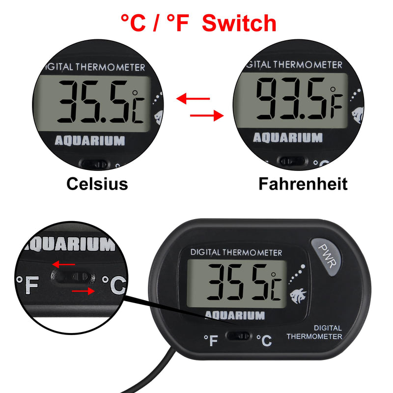 2Pack Digital Aquarium Thermometer Fish Tank Thermometer, Water Thermometer with Large LCD Display, Reptile Thermometer for Vehicle Reptile Terrarium Fish Tank Refrigerator. 2 - PawsPlanet Australia