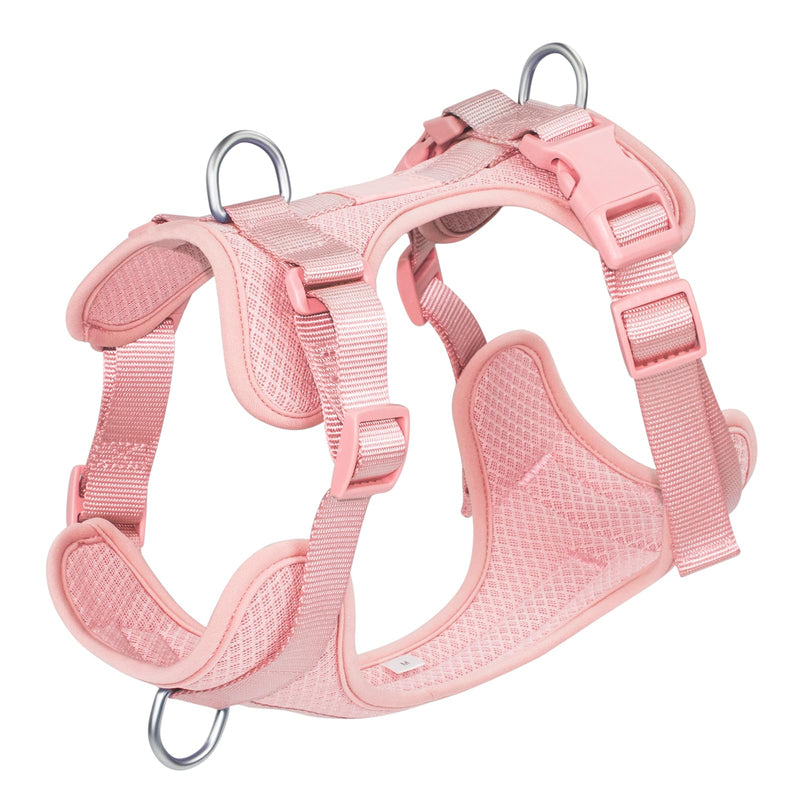 Wisedog Mesh Breathable Dog Harness: No Pull Harness with 3 Fast-Release Buckles Adjustable for Walking & Training for Small Medium Large Dogs (Pink, M: Neck=17"-22"/Chest=15"-28") Pink M: Neck=17"-22"/Chest=15"-28" - PawsPlanet Australia