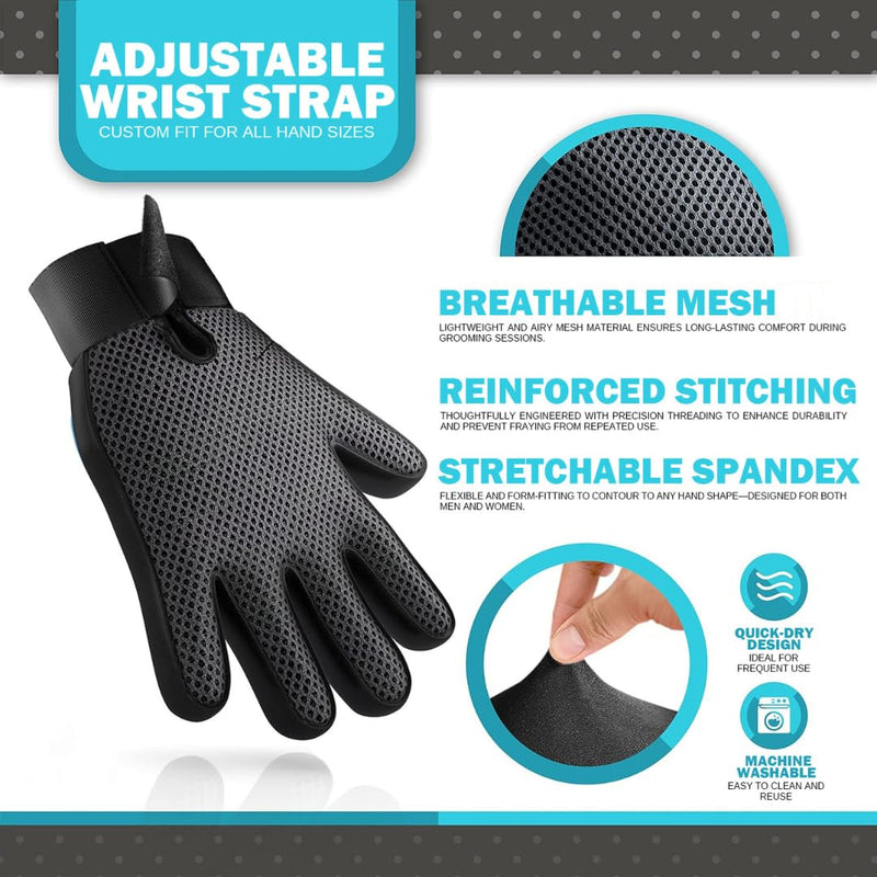 Dog Grooming Gloves for Shedding, Pet Grooming Gloves for Dogs and Cats, Deshedding Brush Glove for Pets, Hands On Glove for Grooming Dogs with Soft Silicone Tips for Effective Hair Removal - PawsPlanet Australia