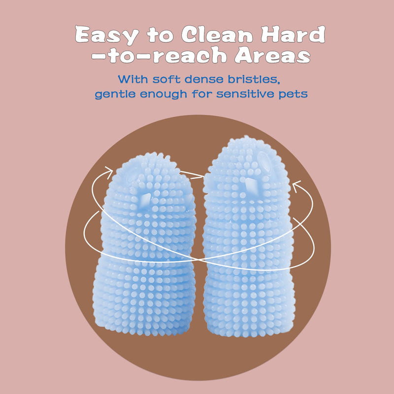 Dog Finger Toothbrush, 4 Pack Heavy Duty Dog Tooth Brushing Kit Soft Silicone Finger Toothbrush for Dogs, Cats (Blue and Pink) (4 Pack) - PawsPlanet Australia