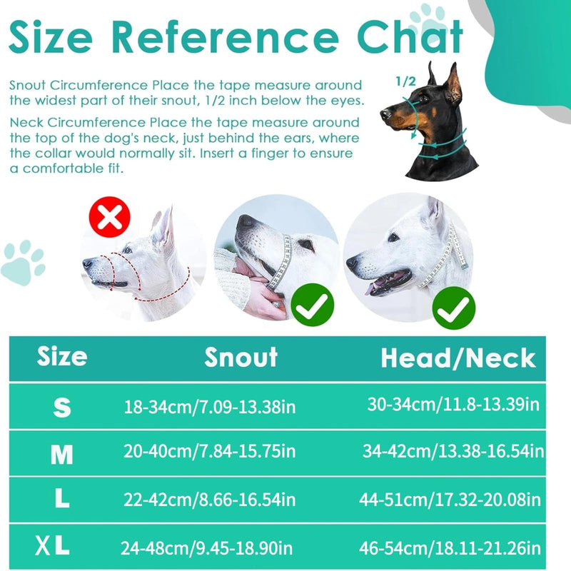 Dog Head Collar, Adjustable Dog Mouth Guard, Reflective Dogs Mouth Harness with Padded Nose Band, No Pull Head Collar Soft Dogs Muzzle for Medium Large Pets (Black, L (Snout: 11.6"-14.8")) Black L (Snout: 11.6"-14.8") - PawsPlanet Australia
