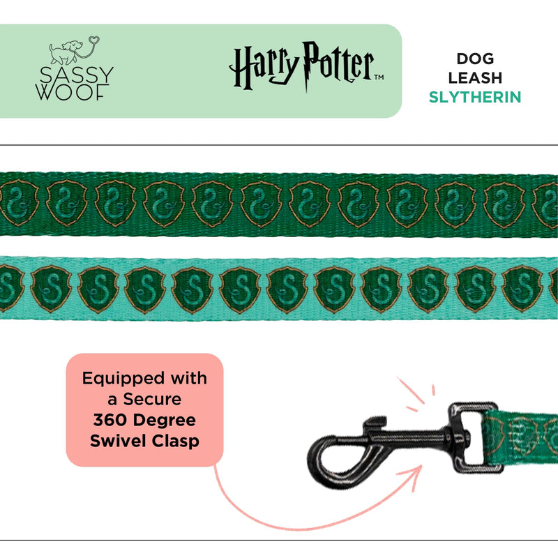 Sassy Woof Harry Potter™ Slytherin Dog Leash 60-Inch with Neoprene Padded Handle - Comfortable, Durable, and Stylish for Small to Large Dogs - PawsPlanet Australia