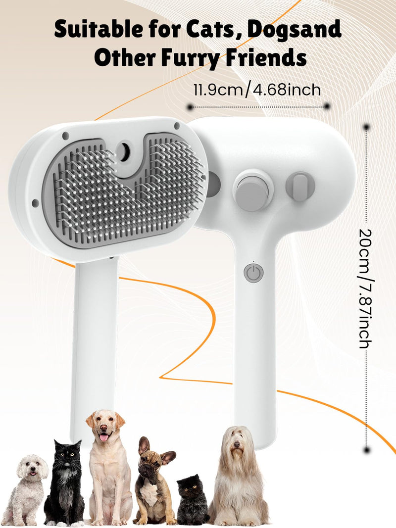 Cat Steam Brush with Release Button-Rechargeable Pet Steam Brush for Long Short Hair Cats Dogs,Dog Grooming Brushes,Self Cleaning Cat Spray Comb With Water Tank for Removing Loose Fur