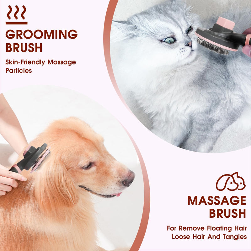 Pet Hair Brush, Cat Brush Self Cleaning Slicker Brush, Dog Brush for Shedding and Grooming, Pet Brush for Short and Long Haired Dogs Cats Rabbits, Removes Loose Undercoat & Tangled Hair (Pink) Pink Slicker Brush - PawsPlanet Australia
