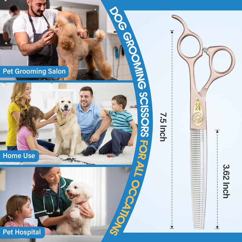 JASON 7.5" Dog Grooming Scissors - Professional Thinning Shear with 54 Teeth Japanese 440C Stainless Steel Blender Scissor for Dogs, Cats and Other Animals 7.5 Inch - PawsPlanet Australia