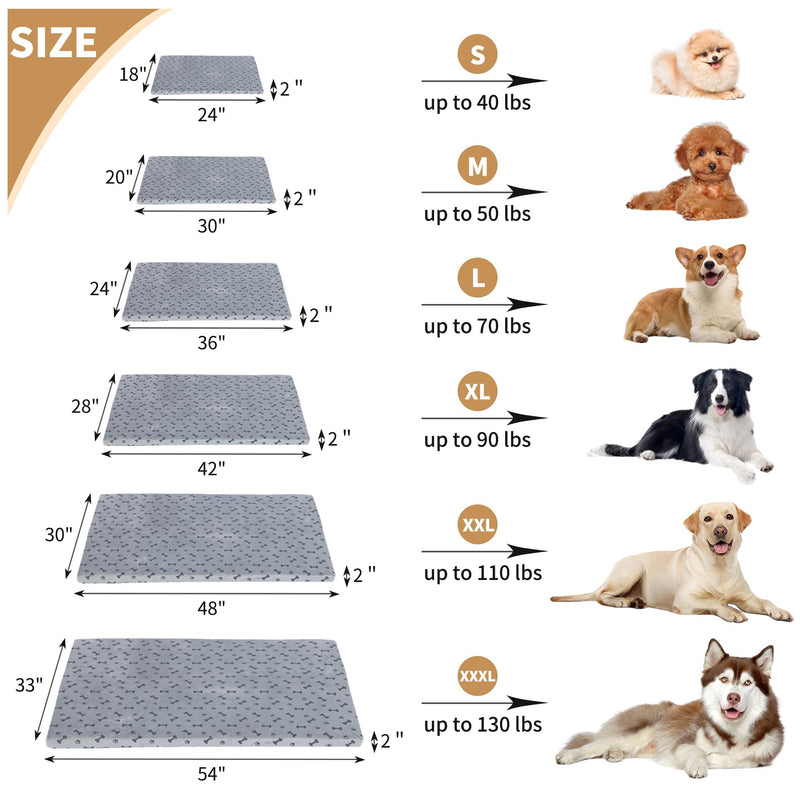 Fancy Dog Bed Mat Cute Dog Crate Pad, Reversible ＆ Machine Washable, Small to XXX-Large Dogs,Bones, Cat Claws (Grey, Medium(30x20in)) Grey Medium(30x20in) - PawsPlanet Australia