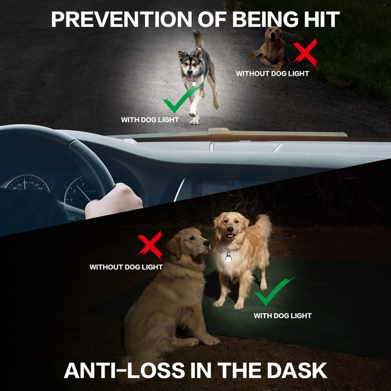 Dog Lights for Night Walking – 50LM Dog Collar Light, 3 Modes Rechargeable Dog Light, IP65 Waterproof Dog Walking Light, Dog Flashlight for Running, Camping, Climbing, Bike, 2 Pack - PawsPlanet Australia