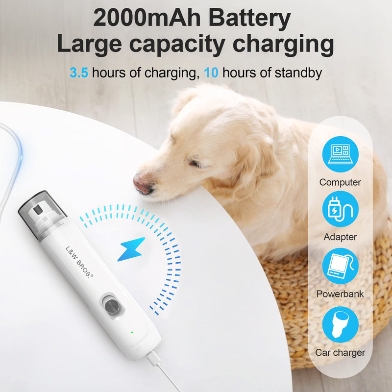 L&W BROS. Electric Dog Nail Trimmer, Rechargeable Dog Nail Grinder for Large Dogs, Pet Nail Grinder for Dogs & Cats - PawsPlanet Australia