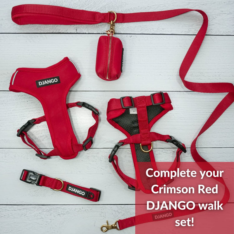 DJANGO Adventure Dog Leash – Strong, Comfortable, and Stylish Dog Leash with Solid Brass Hardware and Padded Handle - Designed for Outdoor Adventures and Everyday Use (Crimson Red) Crimson Red - PawsPlanet Australia