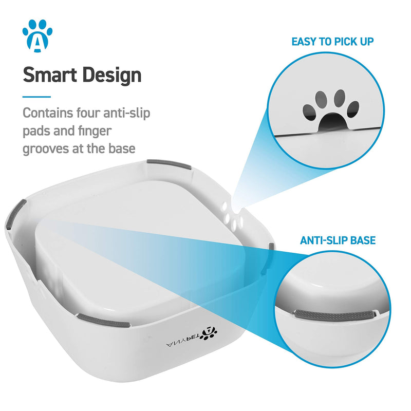 ANYPET No-Spill Dog Water Bowl, Anti-Splash Pet Slow Drinking Water Feeder, Spill Proof Travel Bowls for Large Medium Small Dogs and Cats, White - PawsPlanet Australia