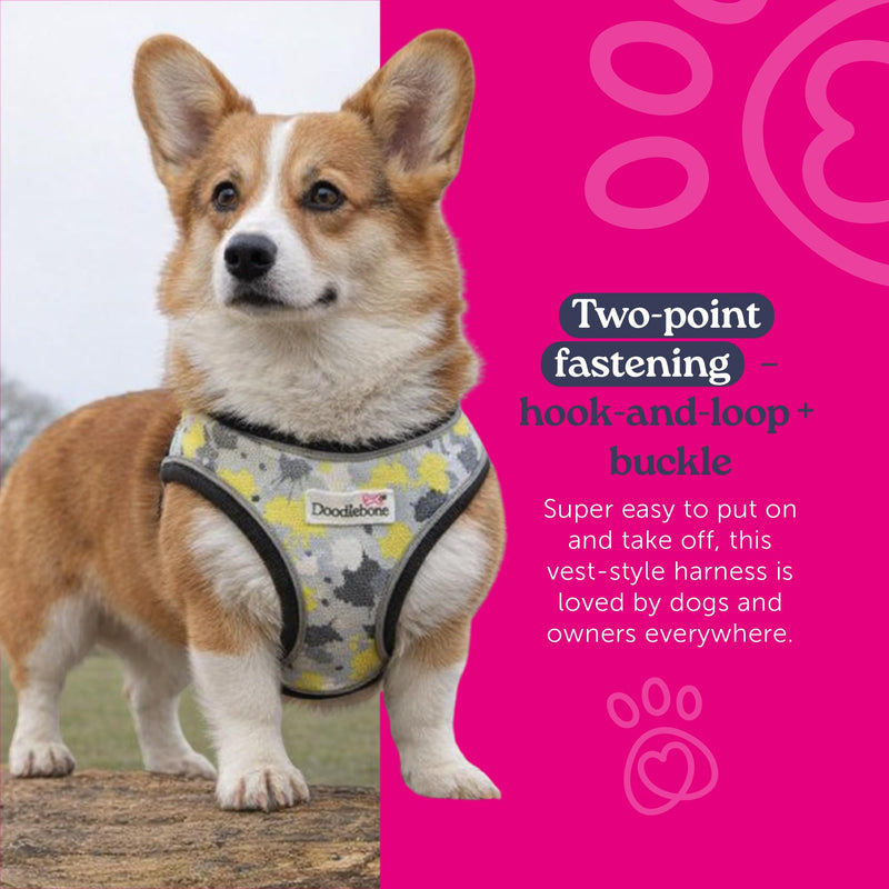 Doodlebone – Snappy Harness Dog Harness – Easy Step In Vest Style Harness, No Over Head Fit, Reflective & Machine Washable for Puppies and Small Dogs – Size 3, 46-52cm - Coal - PawsPlanet Australia