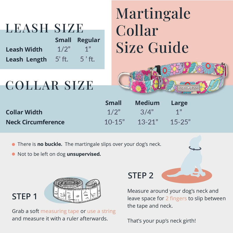 Lucky Love Dog Martingale Collar Leash Set, Premium No Slip Collar, Great for Whippets, Greyhounds, and More (Primrose, Large) - PawsPlanet Australia
