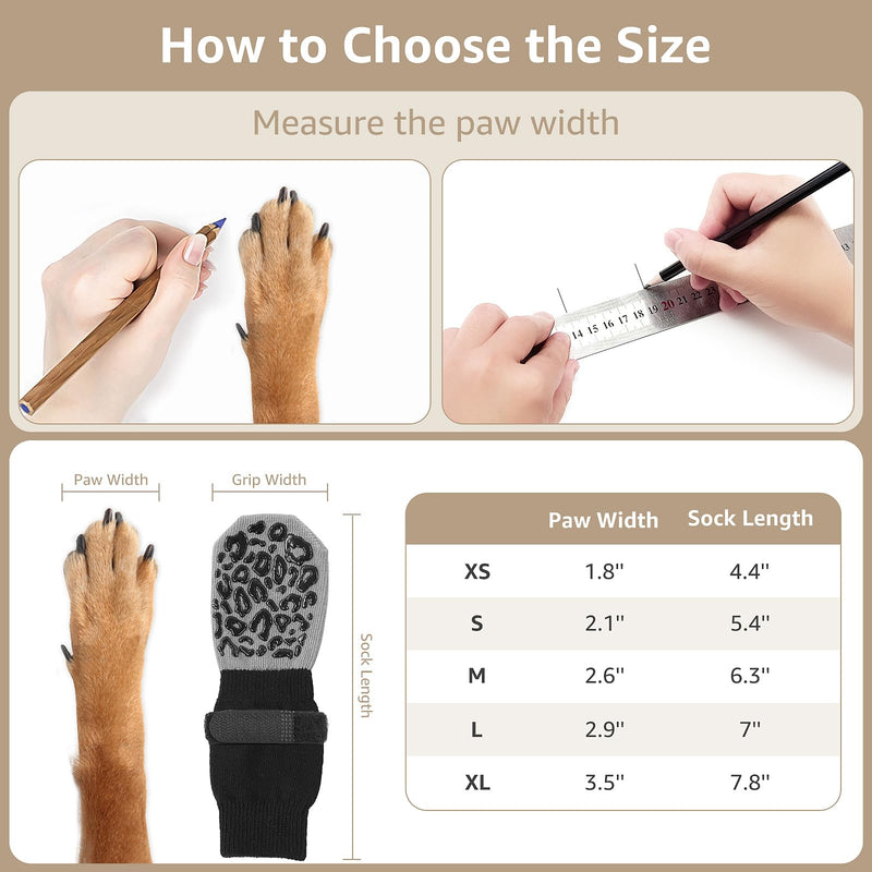 PICK FOR LIFE Non slip Dog Socks with Grippers Prevent from Licking Paws,Anti-slip Dogs Grip Socks for Senior Dogs on Hardwood Floor(Grey,2Pairs,L) L - PawsPlanet Australia
